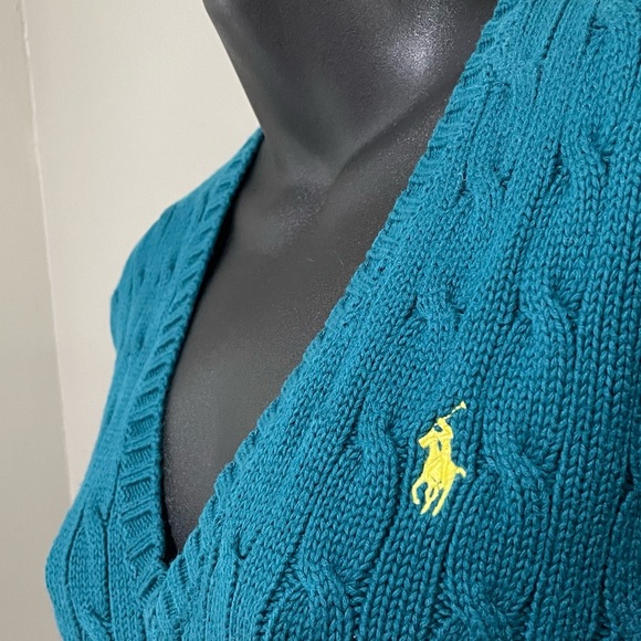 Ralph Lauren Teal Cable Knit Sweater - Picture 2 of 5